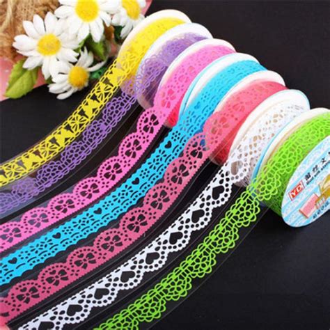 1pcs lace tape decoration roll candy colors diy washi decorative sticky paper masking tape
