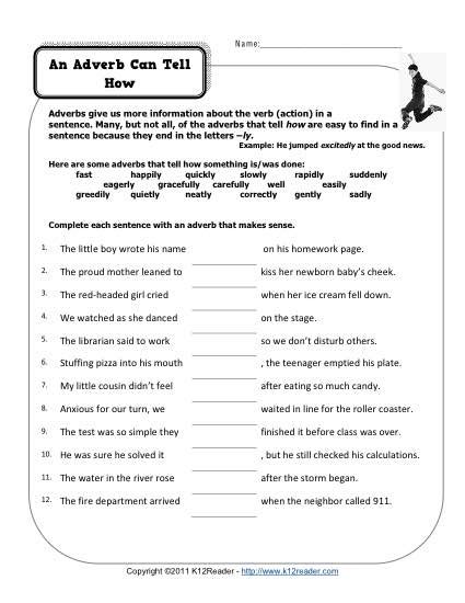 An Adverb Can Tell How Free Printable Adverb Worksheets