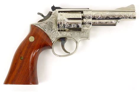 Smith And Wesson Engraved Model 19 357 Magnum Nickel Finish And 4