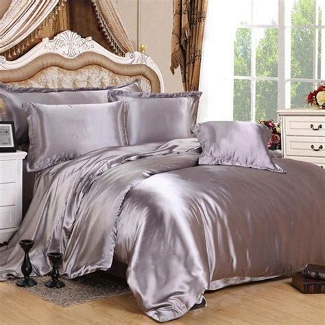 | tache champagne fancy satin ruffled luxury wedding comforter bedding quilt set. Silver Silk Duvet Cover (With images) | Luxury bedding ...