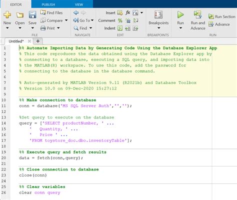 Generate Sql Query And Matlab Script Matlab Simulink Mathworks