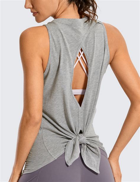 Crz Yoga Women Pima Cotton Sleeveless Shirts Yoga Vest Open Back Sport