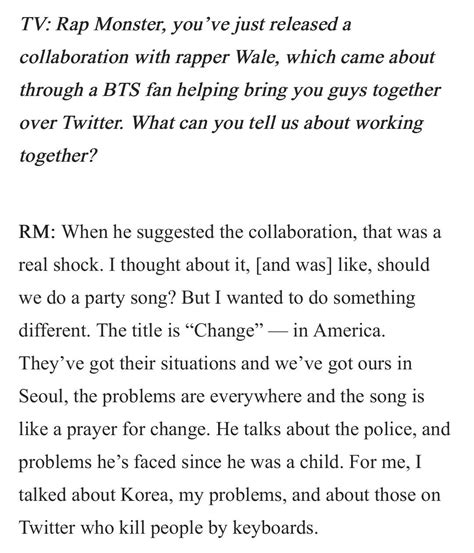 Rap Monster Talking About His Collaboration With Wale~ Meet Bts The K
