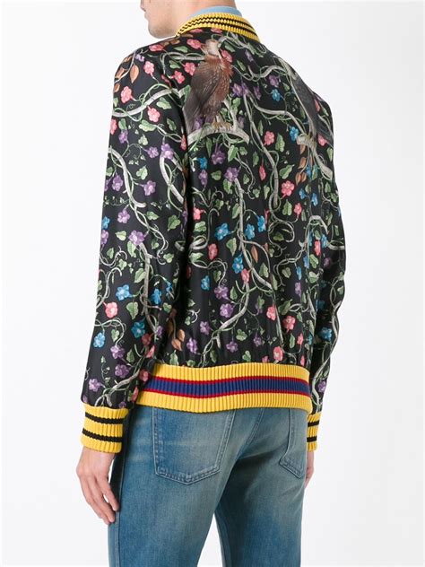Lyst Gucci Floral Bomber Jacket In Black For Men