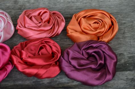 silver large satin roses 3 large satin rolled flowers etsy