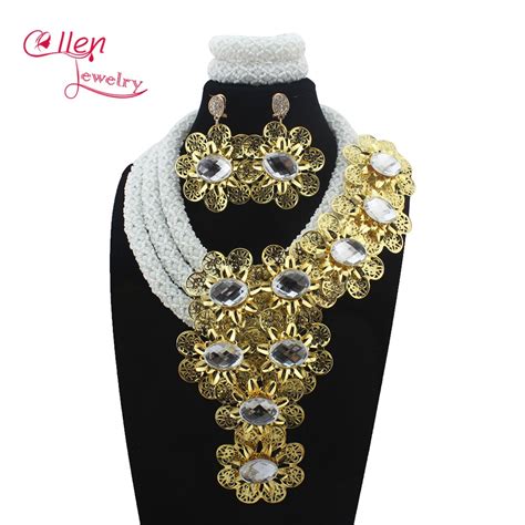 Luxury African Accessories Beads Jewelry Sets India Nigerian Flower