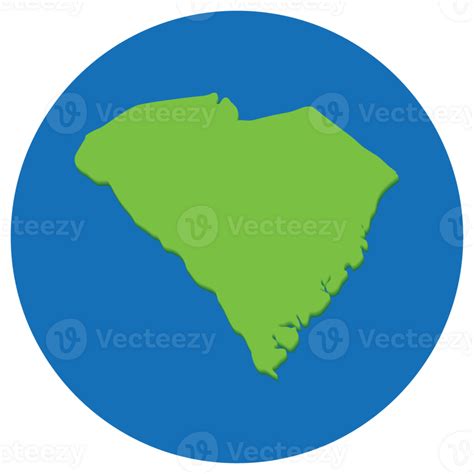 South Carolina State Map In Globe Shape Green With Blue Round Circle