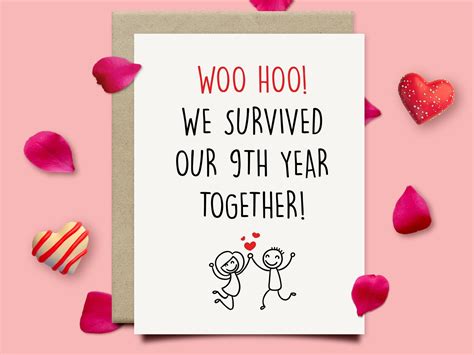 funny 9th anniversary card for husband wife ninth anniversary etsy