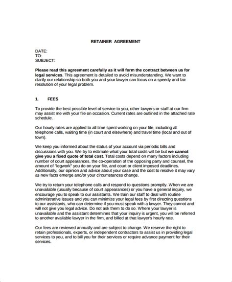 sample retainer agreement   ms word