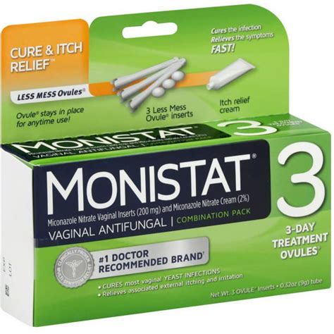 6 Pack Monistat 3 Vaginal Antifungal Combination Pack With Soothing
