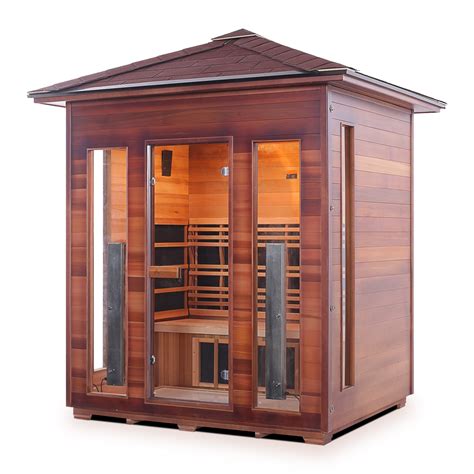 4 person Outdoor infrared sauna | Rustic series | Enlighten saunas