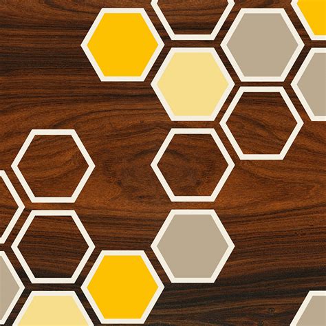 Yellow Honeycomb Pattern Geometric Art Print Jefdesigns