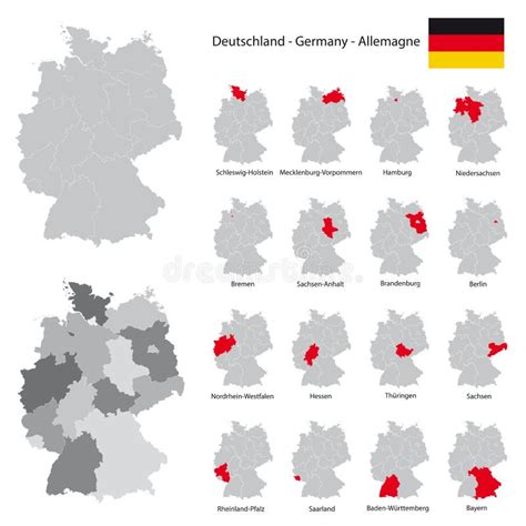 Szczegółowa Mapa Niemcy Z Regionami Stany Lub Miasta Capitals Flaga