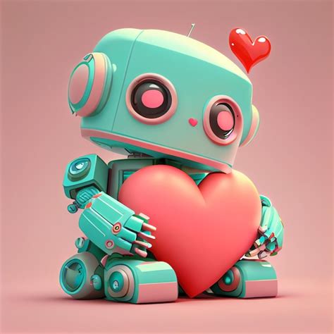 Premium Photo Cute Robot In Love With Heart 3d Render Cartoon