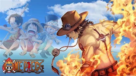 Portgas D Ace With Fire In Blue Sky Background Hd One Piece Wallpapers