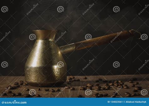 Retro Coffee Pot With Aromatic Coffeeretro Coffee Pot With Hot Stock