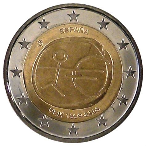 2009 2 Euro Spagna Emu Stelle Grandi Mynumi