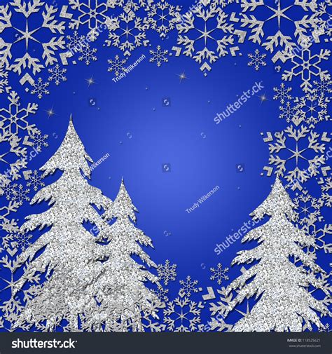 Blue Winter Wonderland Snow Scene Background Illustration