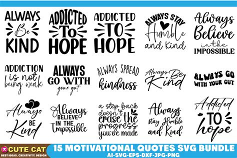 Motivational Svg Quotes Bundle Graphic By Cute Cat · Creative Fabrica