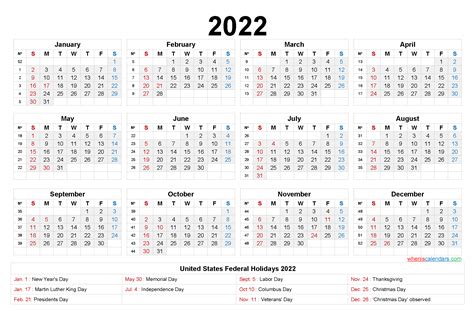 20 Yearly Calendar 2022 Free Download Printable Calendar Templates ️