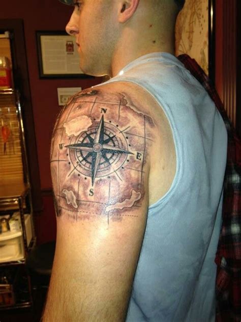 Aeronautical Compass Tattoo Compass Tattoo Mens Shoulder Tattoo