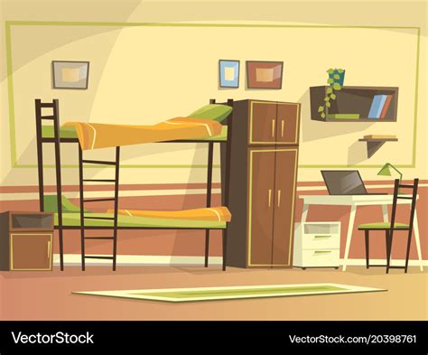 Cartoon Student Dormitory Room Interior Royalty Free Vector