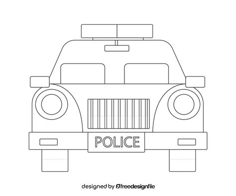 Cartoon Police Car Black And White Clipart Vector Free Download