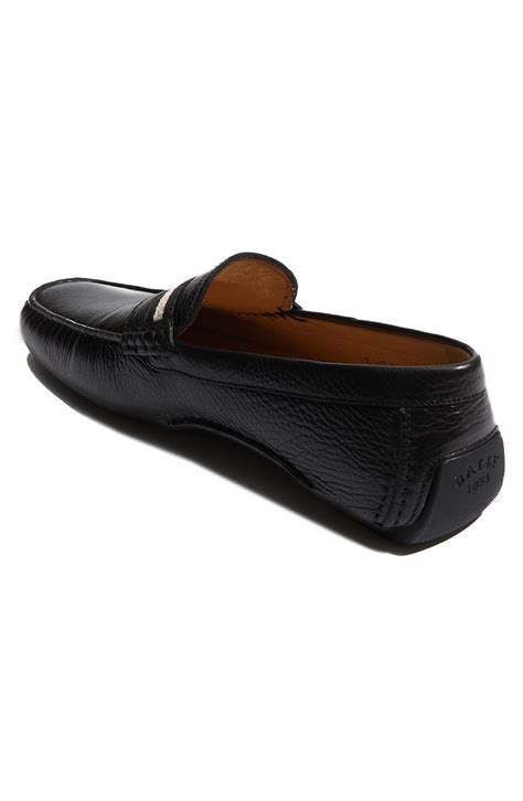 Bally Trainspot Croc Embossed Leather Driving Loafers In Black For Men