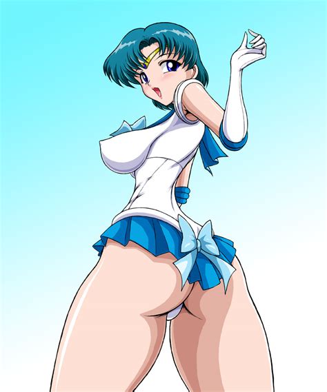 Rule 34 Ami Mizuno Ass Bishoujo Senshi Sailor Moon Blue Eyes Blue Hair Butt Butt Crack Female