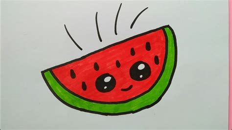 how to draw a cute watermelon youtube