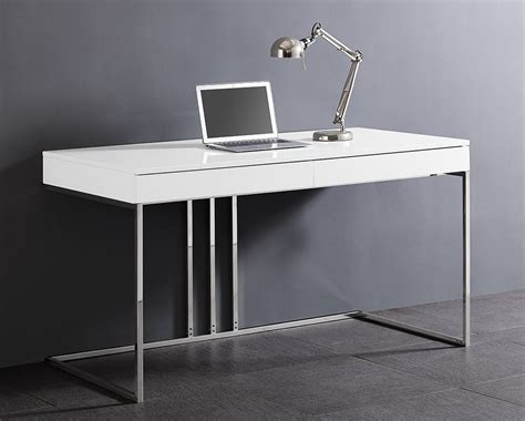Salvatore White Lacquer Modern Office Desk Contemporary