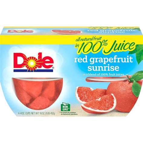 Dole 100 Juice Red Grapefruit Sunrise 4 Ct Citrus Reasors