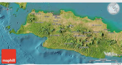 Java is the central island. Satellite 3D Map of West Java