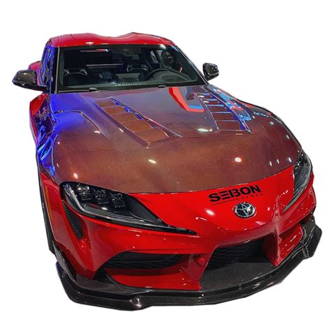 2020 2023 Toyota Gr Supra Ts Style Red Dry Carbon Hood