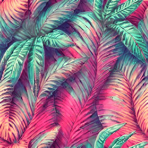 Vintage Tropical Leaves Background Rich Pastel Color Palette Spirals