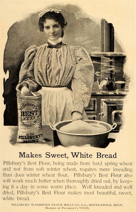 1899 Ad Pillsbury Flour Bake White Bread Women Kitchen Original Lhj4