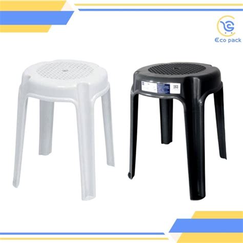 Monoblock Stool Plastic Chair Plain White And Black Lazada Ph