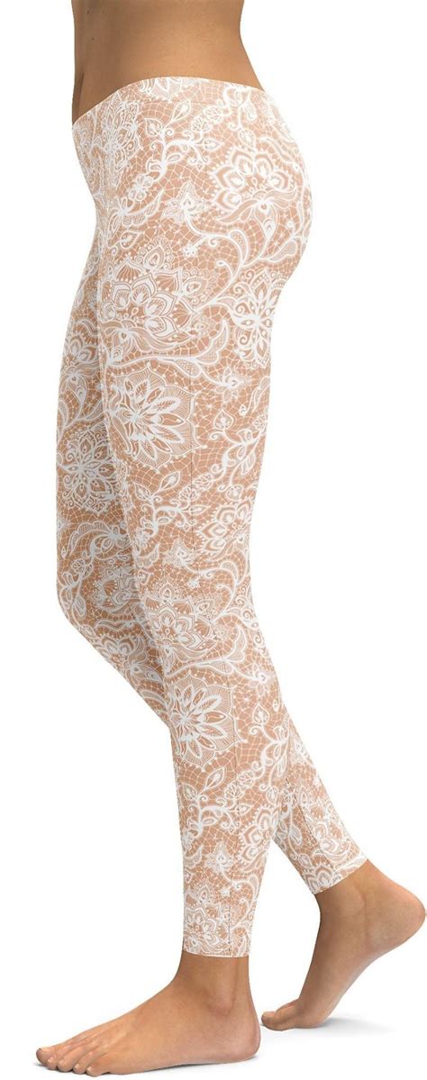 white faux lace leggings white pants