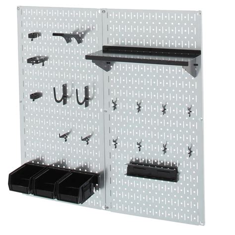 Wall Control 32 In X 32 In Shiny Metallic Galvanized Steel Pegboard