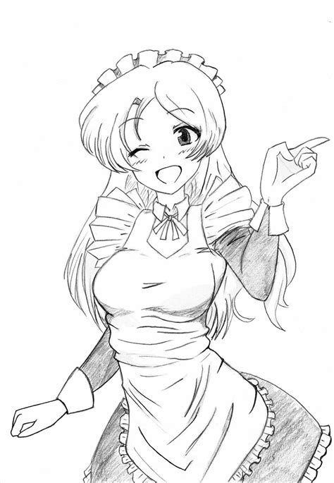 Maid Realistic Drawing Drawing Skill