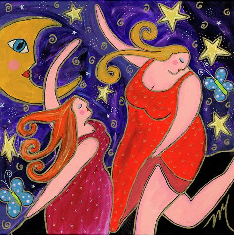 Big Diva Moon Goddesses Dancing Painting By Wyanne Fine Art America