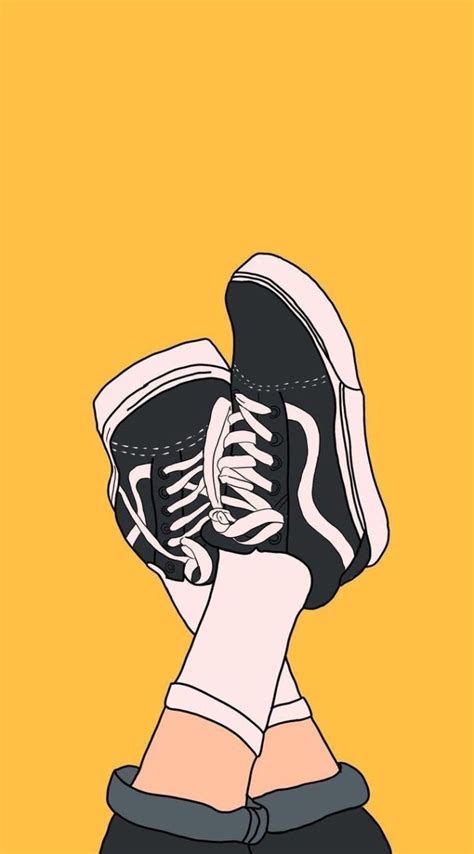 Vans Off The Wall Sneakers On A Yellow Background Cute