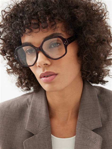 Brown Oversized Square Acetate Glasses Celine Eyewear Matches Uk