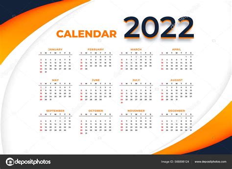 2022 Modello Calendario Stile Moderno Grafica Vettoriale