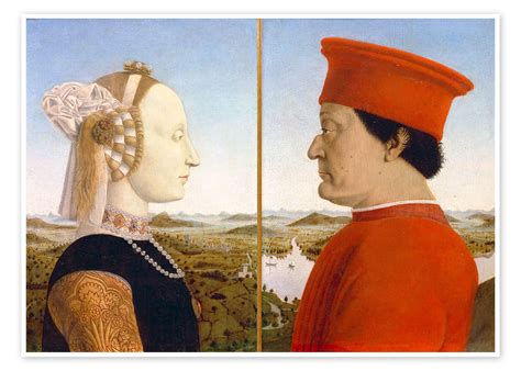Diptych Of Federico Da Montefeltro And Battista Sforza Print By Piero