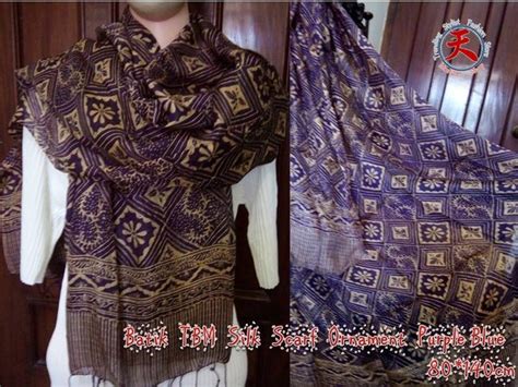 Jual Batik Tbm Silk Scarf Ornament Purple Blue Selendang Batik Sutera
