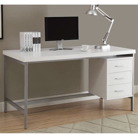 White And Silver Metal 60 Inch Office Desk Free Shipping Today