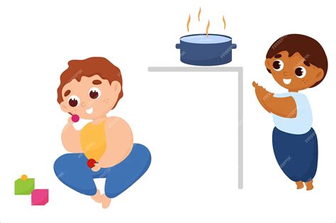 Premium Vector | Children in dangerous domestic situations at home