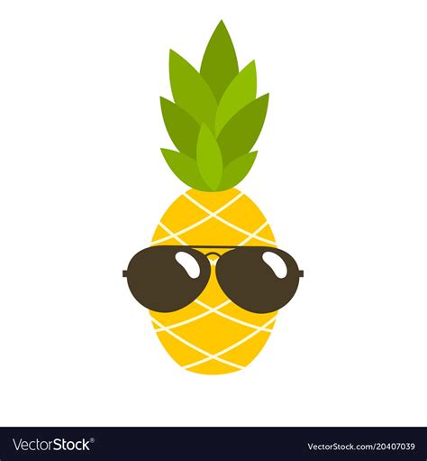 Cute Pineapple With Sunglasses Royalty Free Vector Image
