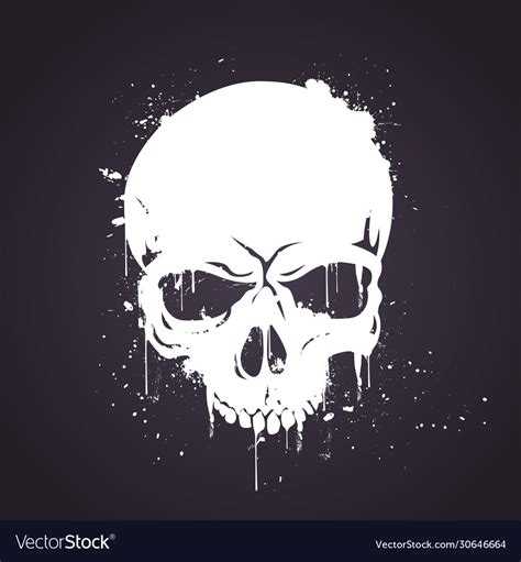 Hand Drawn White Skull With Splash Effects Vector Image